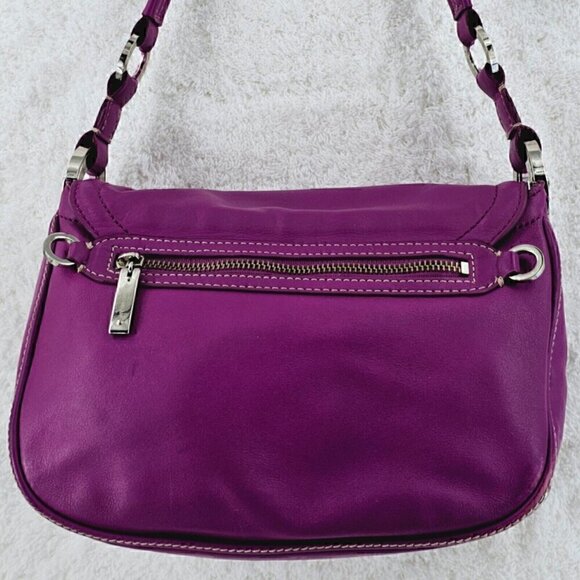 ANTONIO MELANI Purple Smooth Leather Shoulder Bag Silver Hardware - Picture 14 of 16
